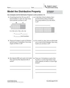 Model the Distributive Property Worksheet for 5th Grade | Lesson Planet